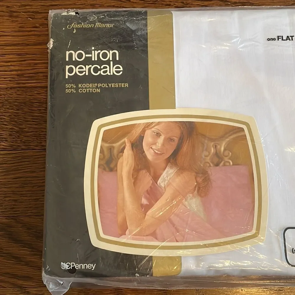 Vtg new in packaging JCPenney one‎ flat white percale sheet for double bed